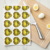 Gelbes Herzmuster Geschirrtuch (Viertel Falte)