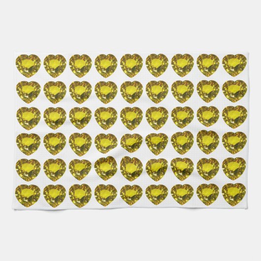 Gelbes Herzmuster Geschirrtuch (Horizontal)