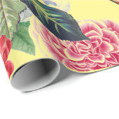 GELBES HERZWERT MIT BLUME-WRAPPPAPIER GESCHENKPAPIER (Rolleneckpunkt)