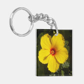 Gelbes Hibiskus Blume Foto Schlüsselanhänger (Vorderseite links)
