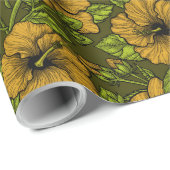 Gelbes Hibiskus Geschenkpapier (Rolleneckpunkt)