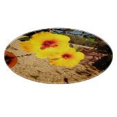 Gelbes Hibiskus Glasfaserkabel Schneidebrett (Ecke)