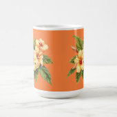 Gelbes Hibiskus Muster in Orange Kaffeetasse (Mittel)