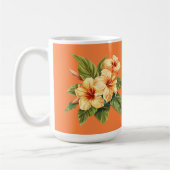 Gelbes Hibiskus Muster in Orange Kaffeetasse (Links)