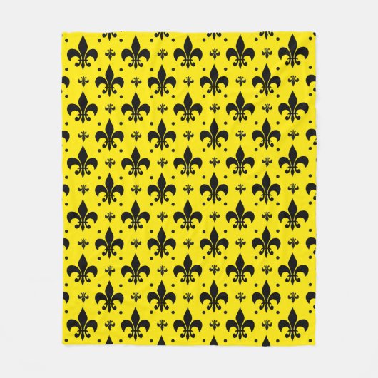 Gelbes Hintergrund Fleur-de-lis-Muster Fleecedecke (Vorderseite)