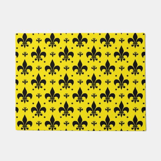 Gelbes Hintergrund Fleur-de-lis-Muster Fußmatte (Vorderseite)