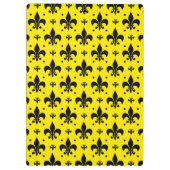 Gelbes Hintergrund Fleur-de-lis-Muster Klemmbrett (Rückseite)