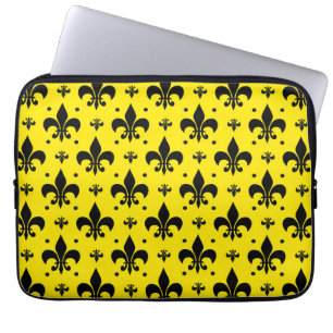 Gelbes Hintergrund Fleur-de-lis-Muster Laptopschutzhülle