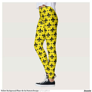 Gelbes Hintergrund Fleur-de-lis-Muster Leggings