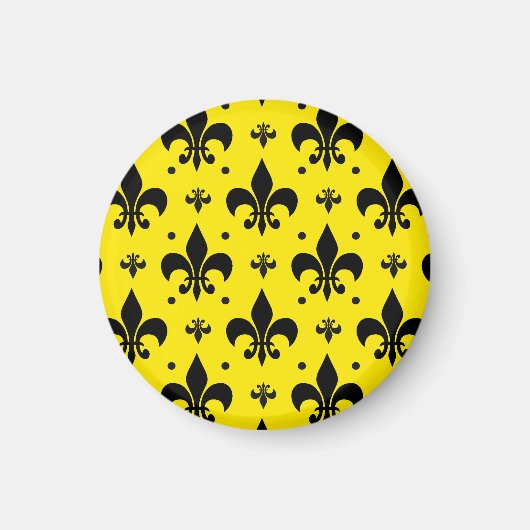 Gelbes Hintergrund Fleur-de-lis-Muster Magnet (Vorne)