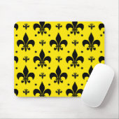 Gelbes Hintergrund Fleur-de-lis-Muster Mousepad (Mit Mouse)