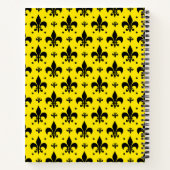 Gelbes Hintergrund Fleur-de-lis-Muster Notizblock (Rückseite)
