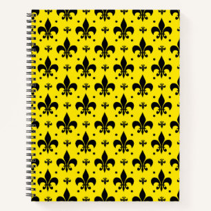 Gelbes Hintergrund Fleur-de-lis-Muster Notizblock