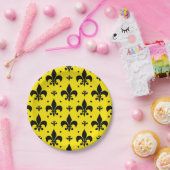 Gelbes Hintergrund Fleur-de-lis-Muster Pappteller (Party)