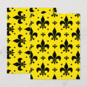 Gelbes Hintergrund Fleur-de-lis-Muster Postkarte (Vorne/Hinten)