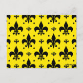 Gelbes Hintergrund Fleur-de-lis-Muster Postkarte (Rückseite)