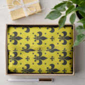 Gelbes Hintergrund Fleur-de-lis-Muster Seidenpapier (Geschenk)