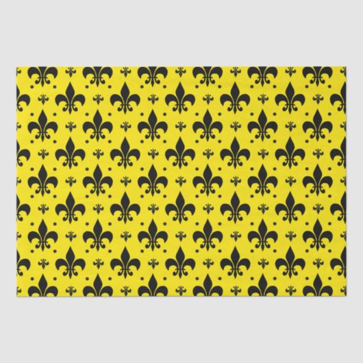 Gelbes Hintergrund Fleur-de-lis-Muster Seidenpapier (Vorderseite)