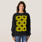 Gelbes Hintergrund Fleur-de-lis-Muster Sweatshirt (Vorne ganz)