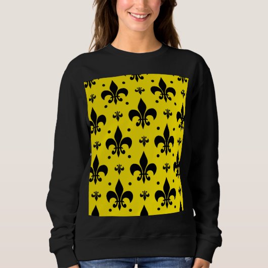 Gelbes Hintergrund Fleur-de-lis-Muster Sweatshirt (Vorderseite)