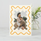 Gelbes HochzeitsFoto mit scharfer Hand Dankeskarte (Stehend Vorderseite)