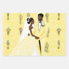 Gelbes Hochzeitspapier-Set Geschenkpapier Set