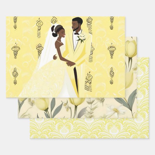 Gelbes Hochzeitspapier-Set Geschenkpapier Set (Set)