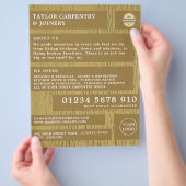 Gelbes Holz, Tischlerei, Tischlerwerbung Flyer (Hand)
