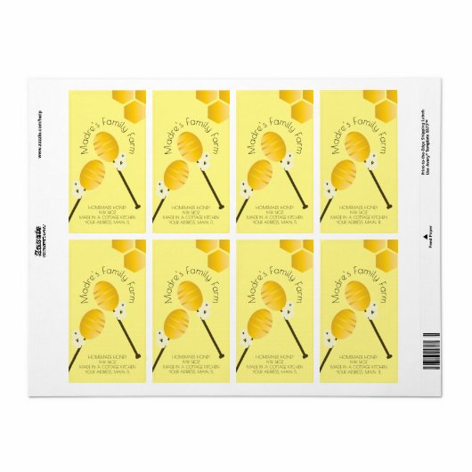 Gelbes Honigkleber, hausgemachte Kennzeichnung der (Vorne)