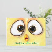 Gelbes Huhn Überraschte große Augen - Happy Birthd (Stehend Vorderseite)