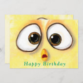 Gelbes Huhn Überraschte große Augen - Happy Birthd (Vorne/Hinten)