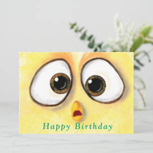 Gelbes Huhn Überraschte große Augen - Happy Birthd