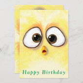 Gelbes Hühnchen Überraschte Augen-Karte glücklich  (Vorne/Hinten)