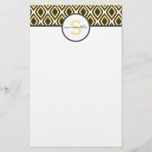 Gelbes Ikat-Monogramm Briefpapier