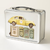 Gelbes Jahrgangswagen Metall Brotdose (Rückseite)