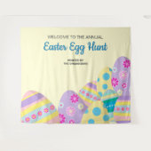 Gelbes jährliches Ostereier Jägerjagd Foto farbenf Wandteppich (Vorderseite (Horizontal))