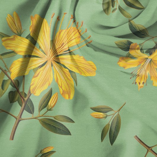Gelbes Johanniskraut-Blumenmuster Stoff