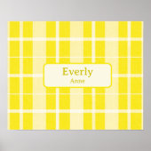 Gelbes Kariertes Baby Name Kinderzimmer Print Post Poster (Vorne)
