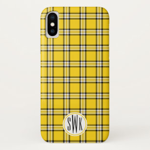 Gelbes kariertes Monogramm Case-Mate iPhone Hülle