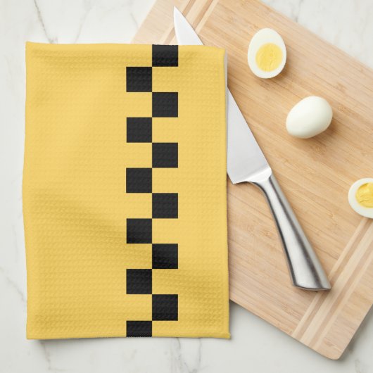 Gelbes kariertes Muster Geschirrtuch (Viertel Falte)