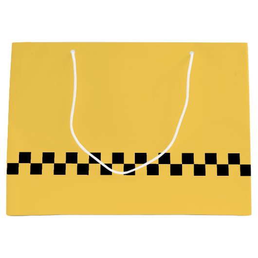 Gelbes kariertes Muster Große Geschenktüte (Vorderseite)
