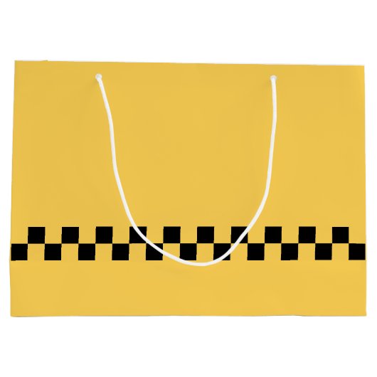 Gelbes kariertes Muster Große Geschenktüte (Rückseite)