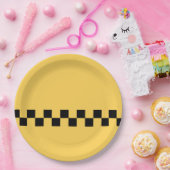 Gelbes kariertes Muster Pappteller (Party)