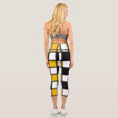 Gelbes Kariertes Quadrat Capri Leggings (Rückseite)