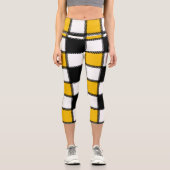 Gelbes Kariertes Quadrat Capri Leggings (Vorderseite)