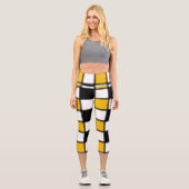 Gelbes Kariertes Quadrat Capri Leggings (Vorderseite)