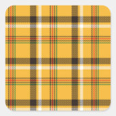 Gelbes, Kariertes Stoffmuster Quadratischer Aufkleber (Vorderseite)