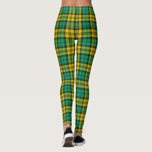 Gelbes, Kariertes Tartan-Muster Leggings (Rückseite)