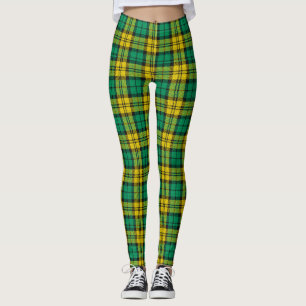 Gelbes, Kariertes Tartan-Muster Leggings