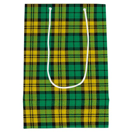 Gelbes, Kariertes Tartan-Muster Mittlere Geschenktüte (Rückseite)